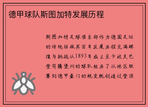 德甲球队斯图加特发展历程